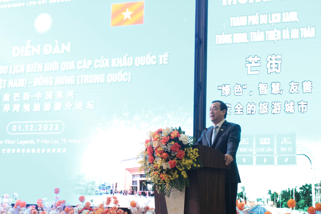 Ông Nguyễn Trùng Khánh, Cục trưởng Cục Du lịch,  Bộ Văn hoá, Thể thao và Du lịch Việt Nam, phát biểu tại Diễn đàn.